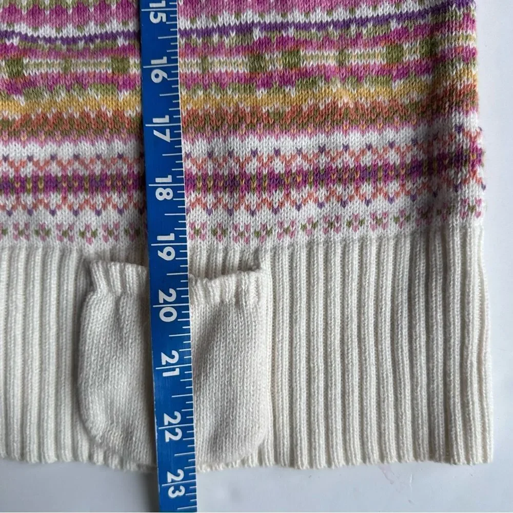 VTG Tiara Cardigan Sweater Fair Isle Pockets Cottagecore Cream Size‎ Petite XL - Picture 11 of 12